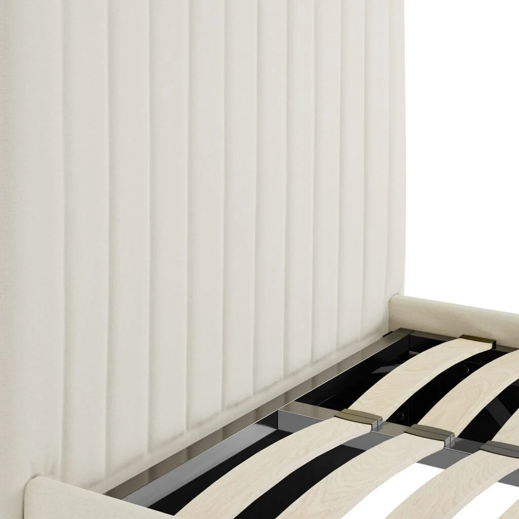 Harriet Single Ecru Textured Channelled Ottoman Bed - Image 6