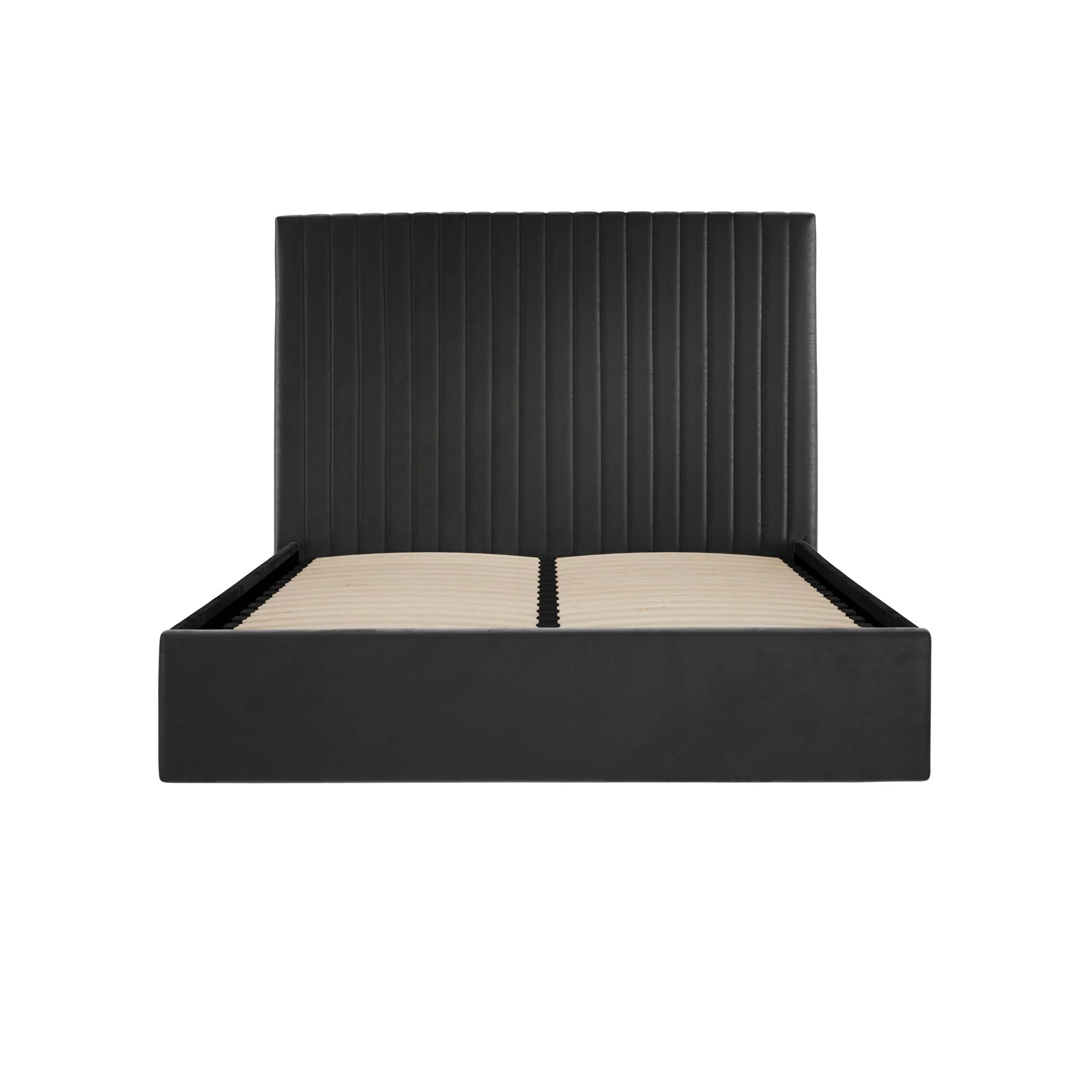 Harriet Black Velvet Channelled Ottoman Bed - Image 4