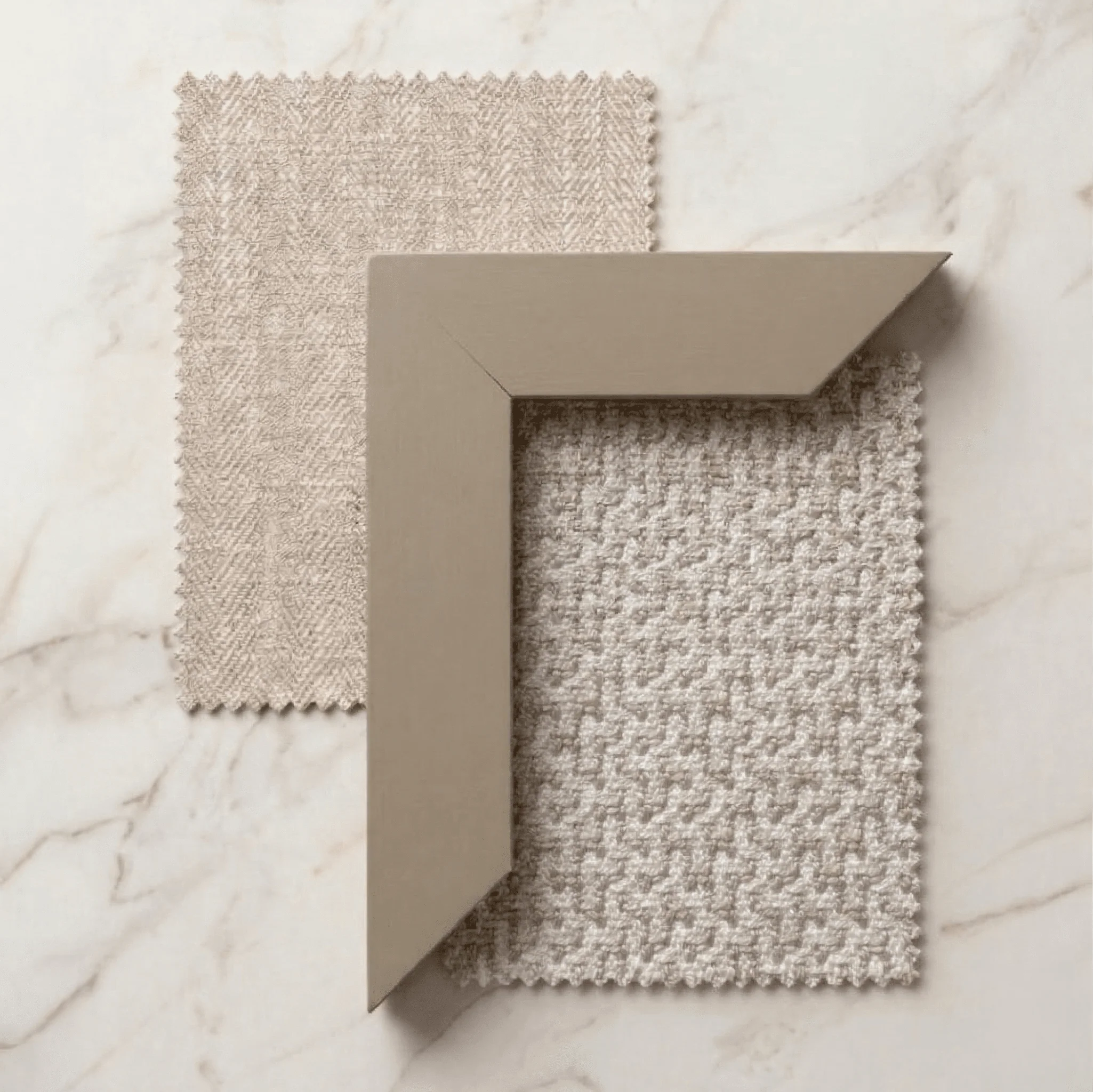 Harrington Almond Woven Channelled Headboard with Mid Taupe Frame & Cream & Beige Patterned Accent Wings - Image 3