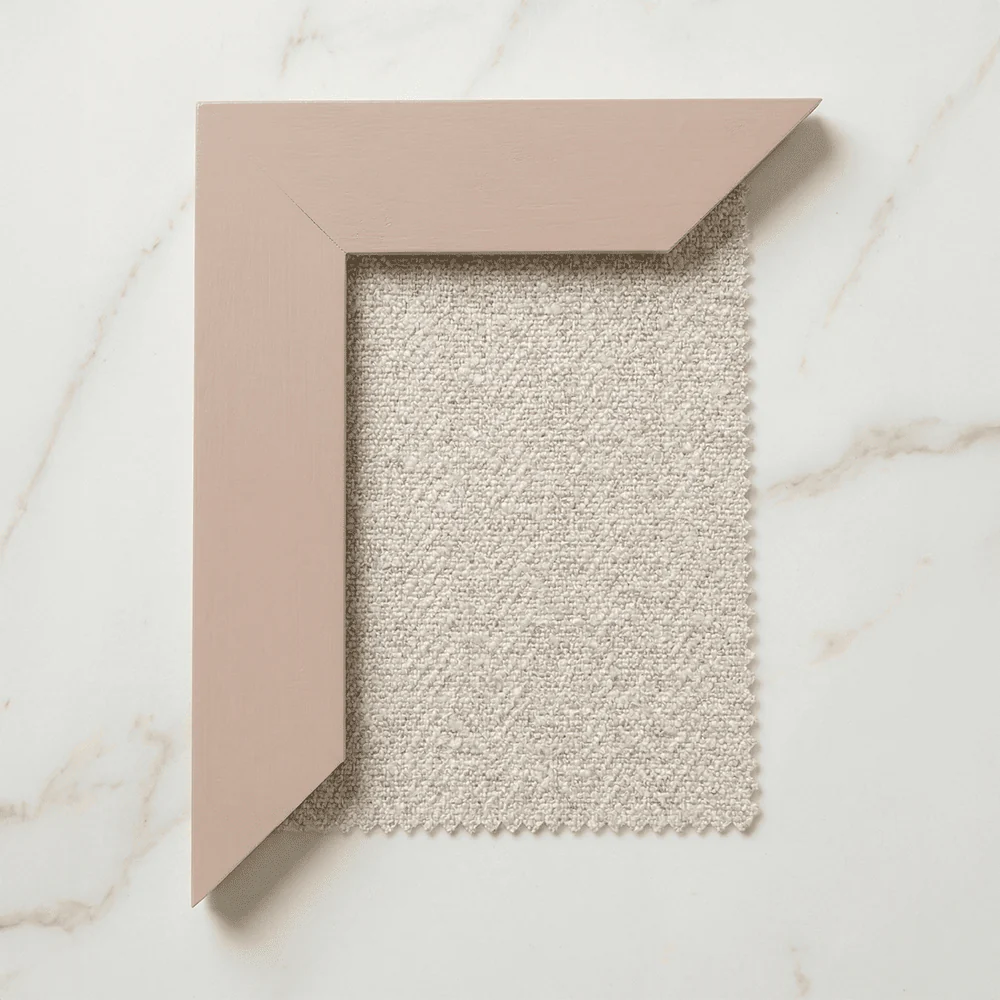 Harrington Almond Woven Channelled Headboard with Soft Pink Frame - Image 4
