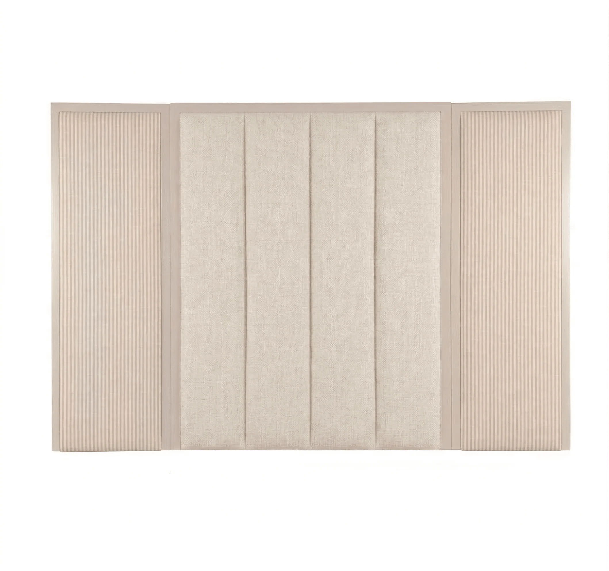 Harrington Almond Woven Channelled Headboard with Soft Pink Frame & Pink Stripe Accent Wings - Image 3