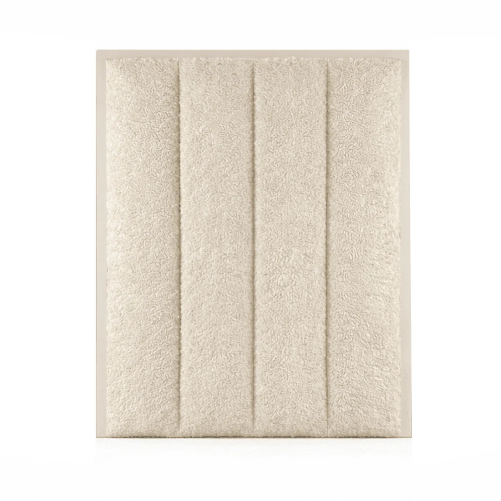 Harrington Cream Soft Teddy Channelled Headboard with Off White Frame - Image 2