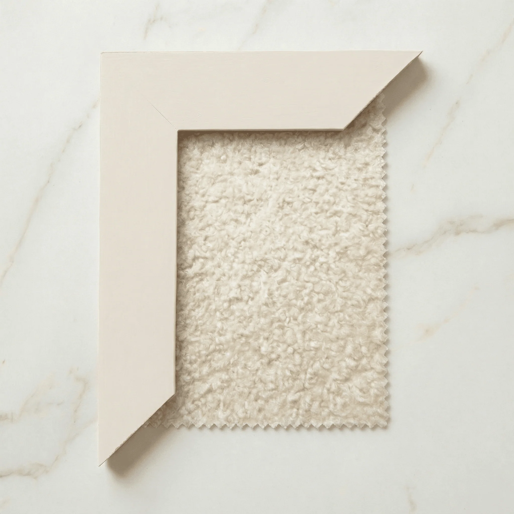 Harrington Cream Soft Teddy Channelled Headboard with Off White Frame - Image 3