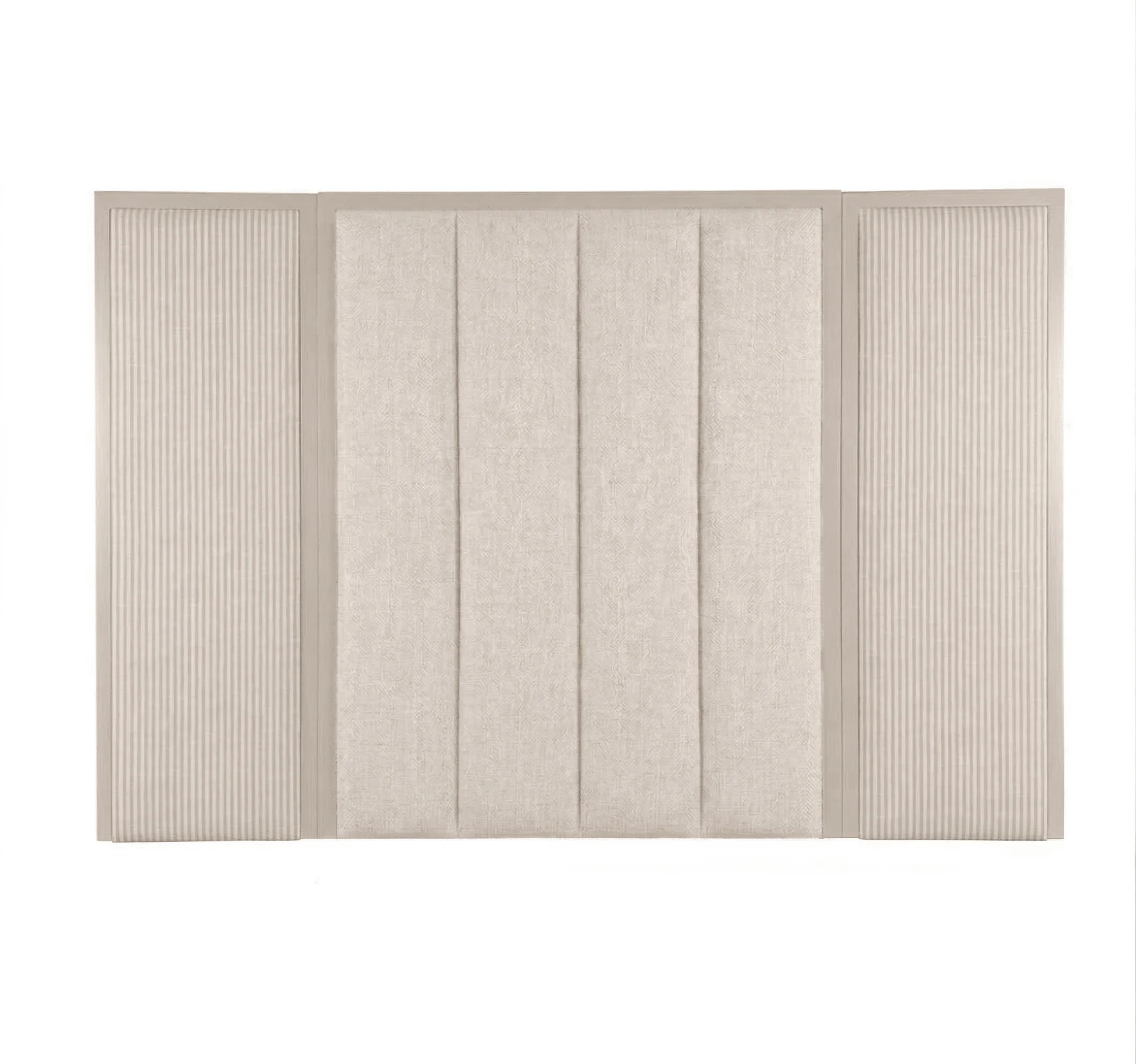 Harrington Natural Woven Channelled Headboard with Light Taupe Frame & Natural Striped Accent Wings - Image 3