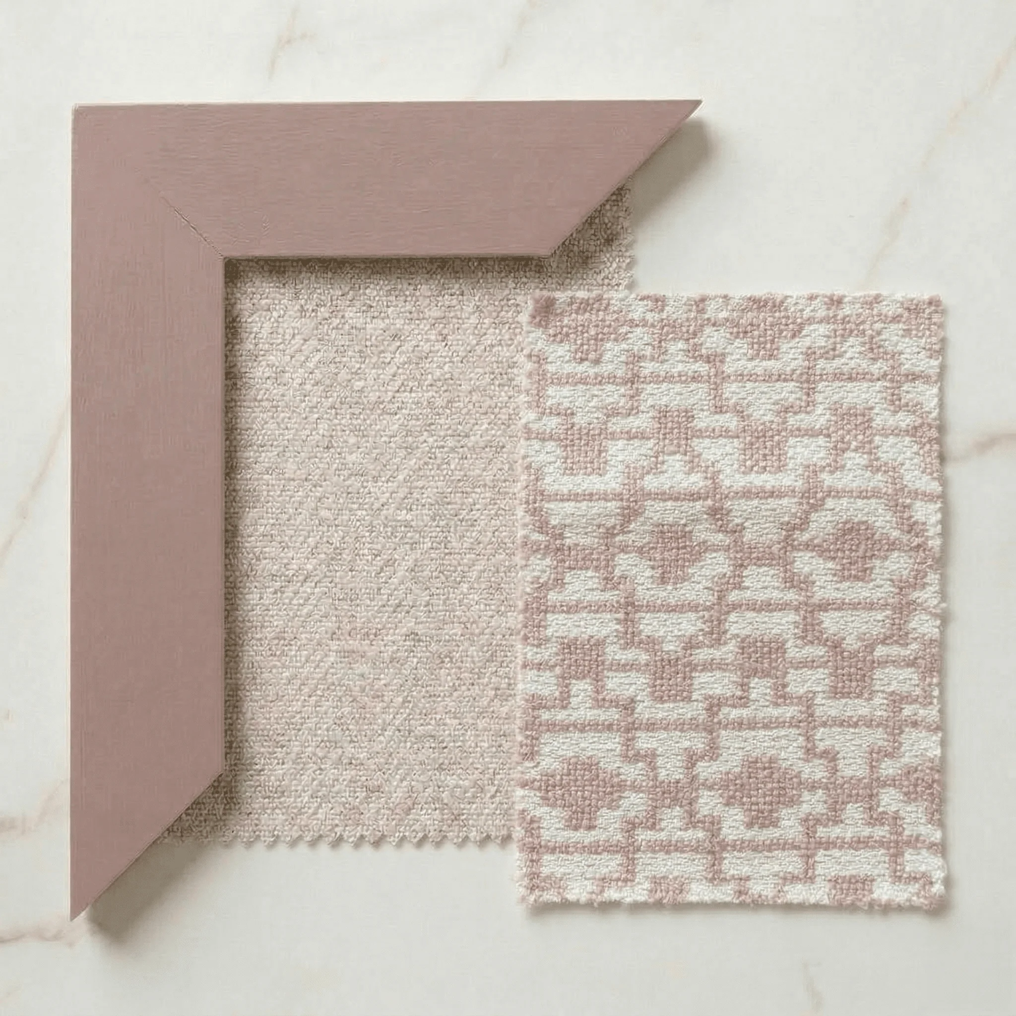 Harrington Natural Woven Channelled Headboard with Mauve Frame & Pink Geometric Accent Wings - Image 3