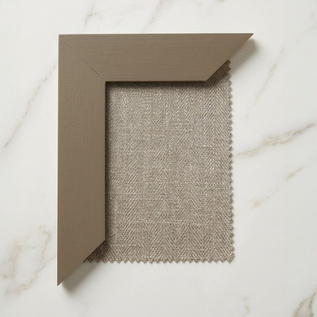 Harrington Pumice Woven Channelled Headboard with Dark Taupe Frame - Image 3
