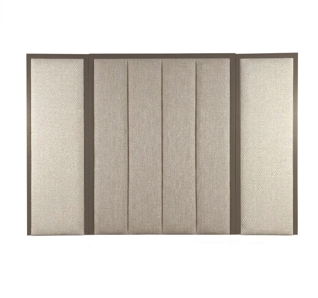 Harrington Pumice Woven Channelled Headboard with Dark Taupe Frame & Cream Chevron Accent Wings - Image 2
