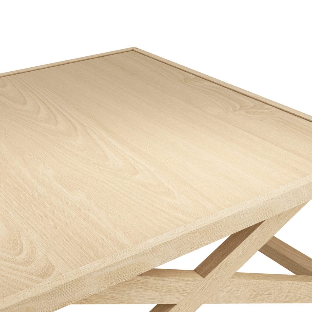 Harrow Lightwash Wood Cross Base Coffee Table - Image 2