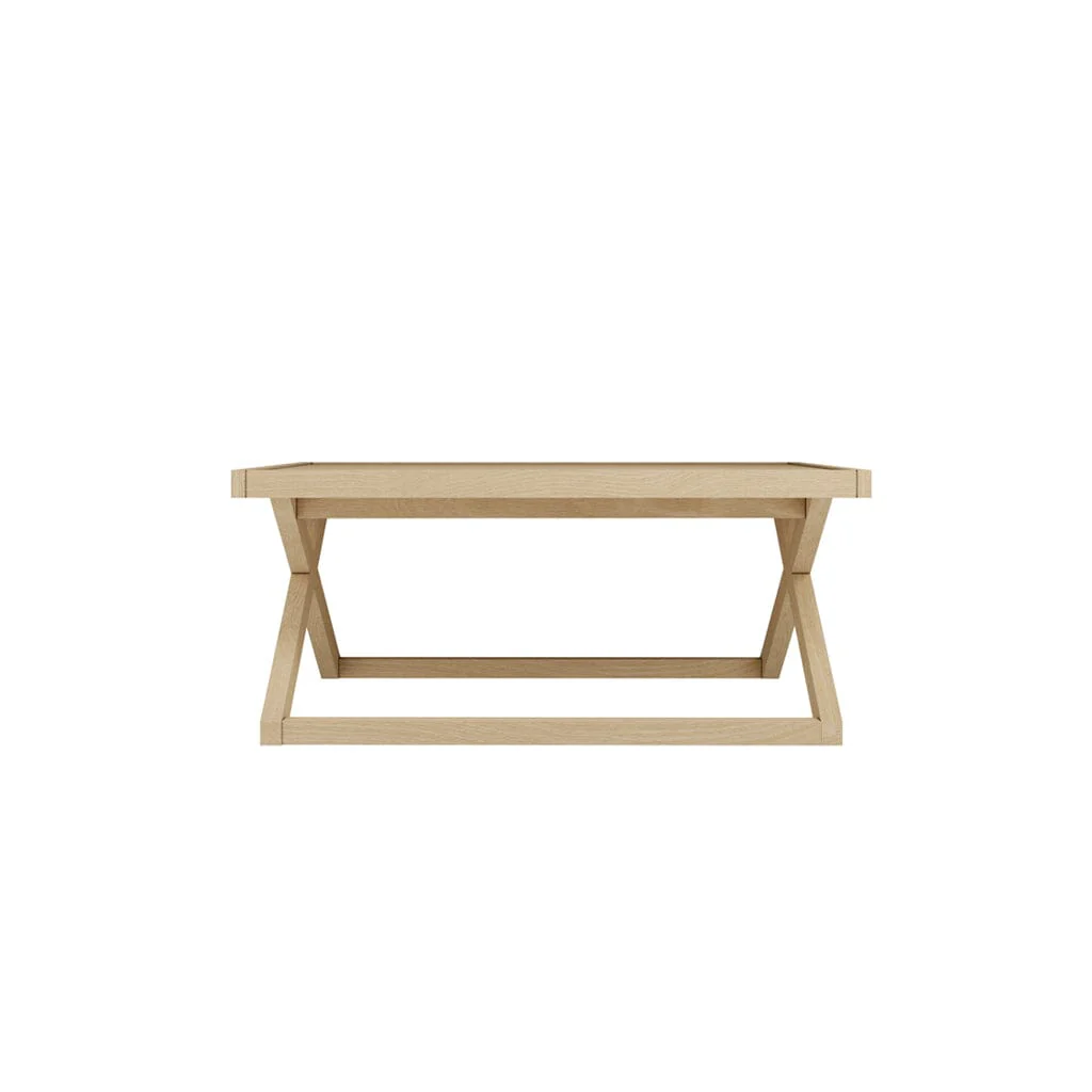 Harrow Lightwash Wood Cross Base Coffee Table - Image 3