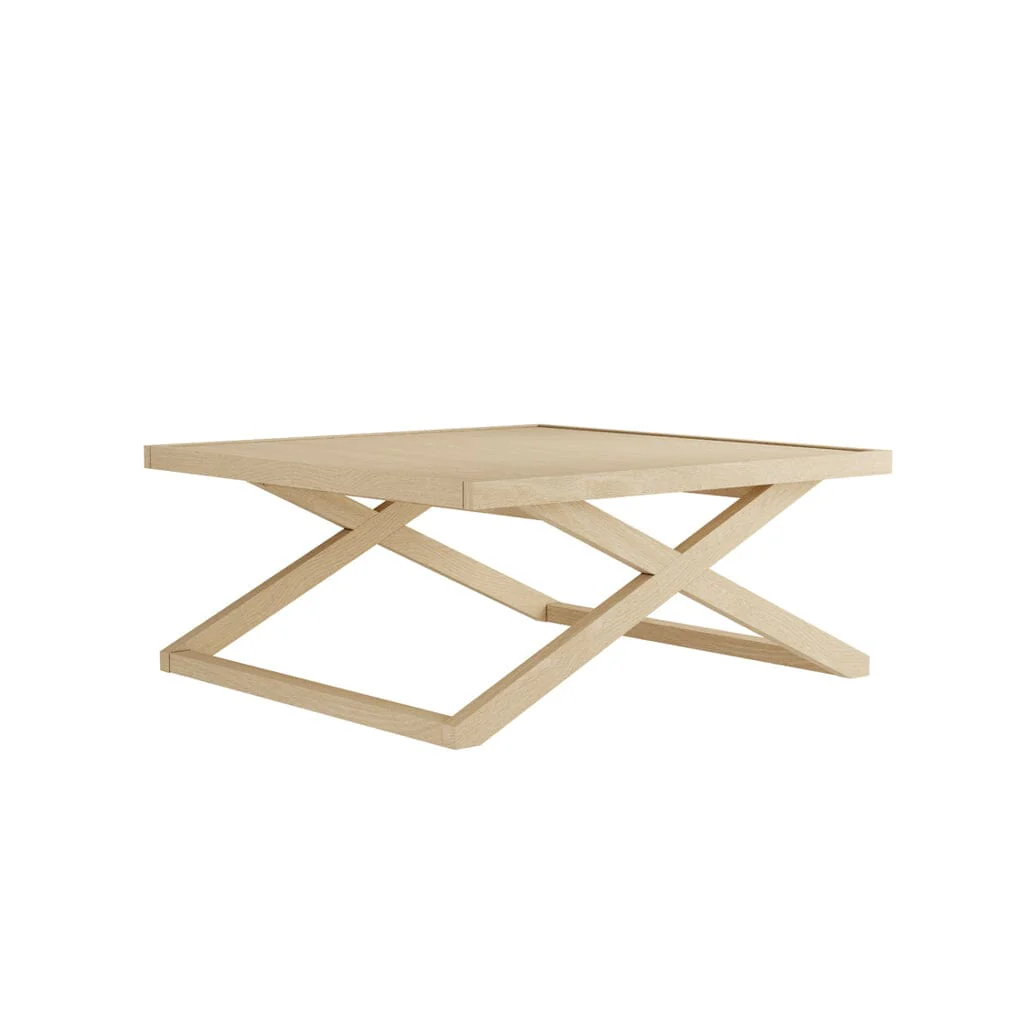 Harrow Lightwash Wood Cross Base Coffee Table - Image 4