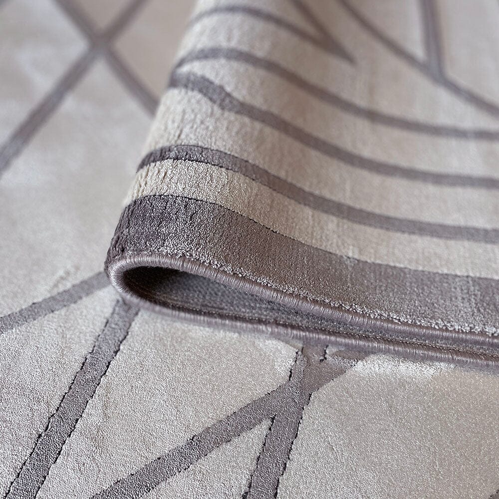 Hartley Taupe & Warm Grey Geometric Patterned Rug - Image 2