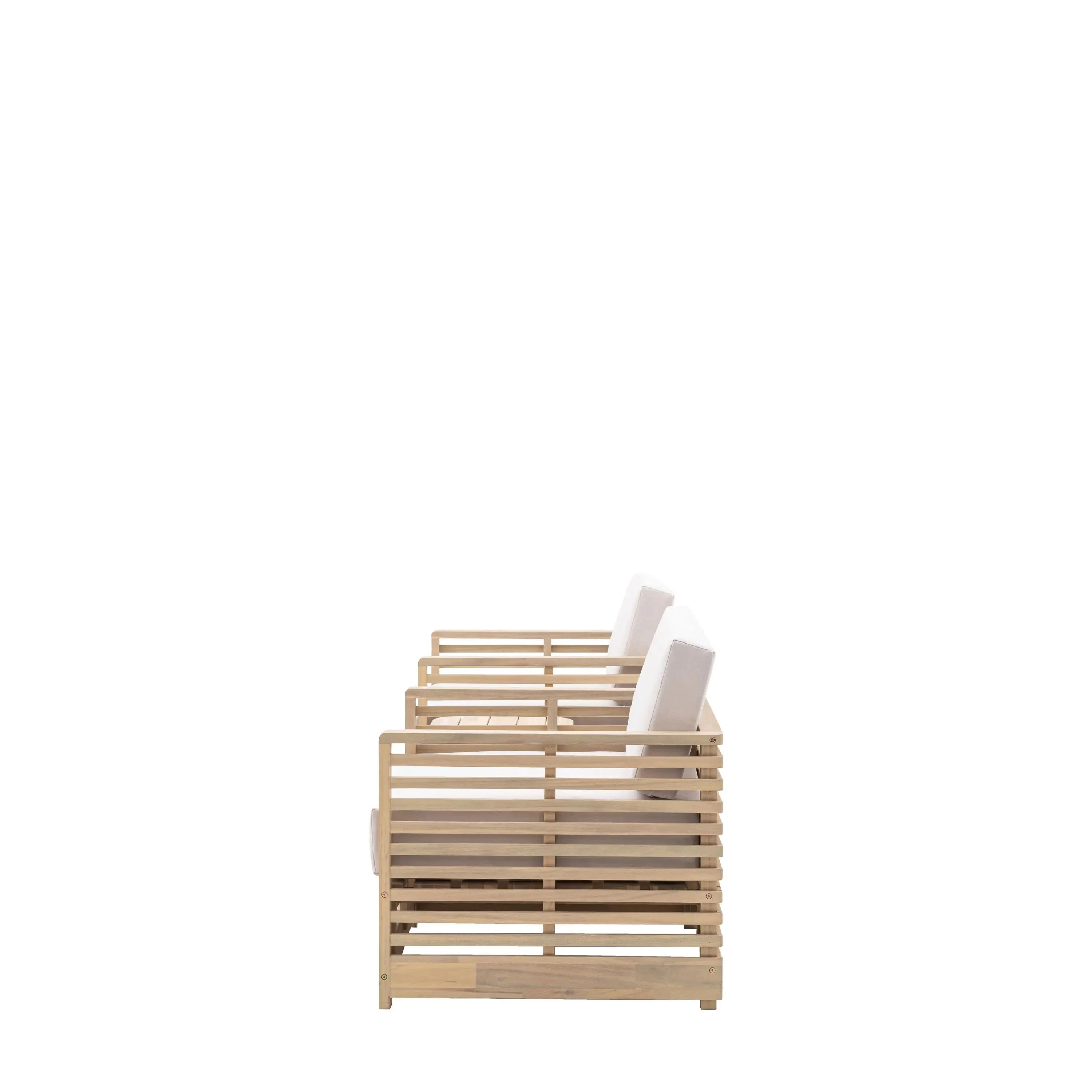 Havana Outdoor Cream & Lightwash Acacia Wood 2 Chair Lounge Set - Image 6