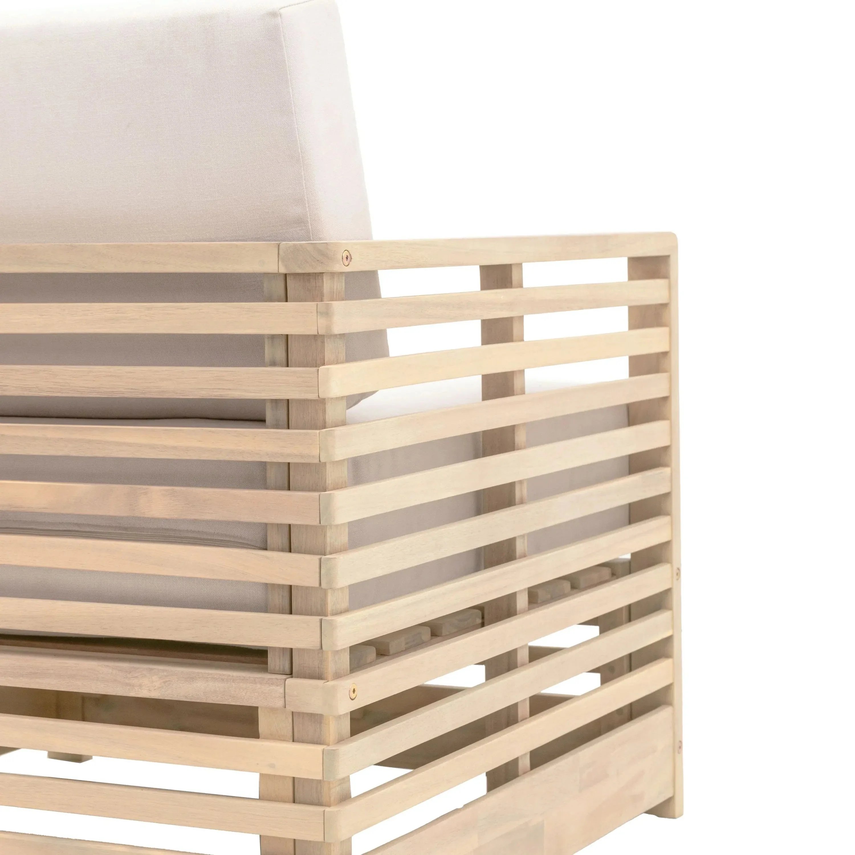 Havana Outdoor Cream & Lightwash Acacia Wood 2 Chair Lounge Set - Image 7