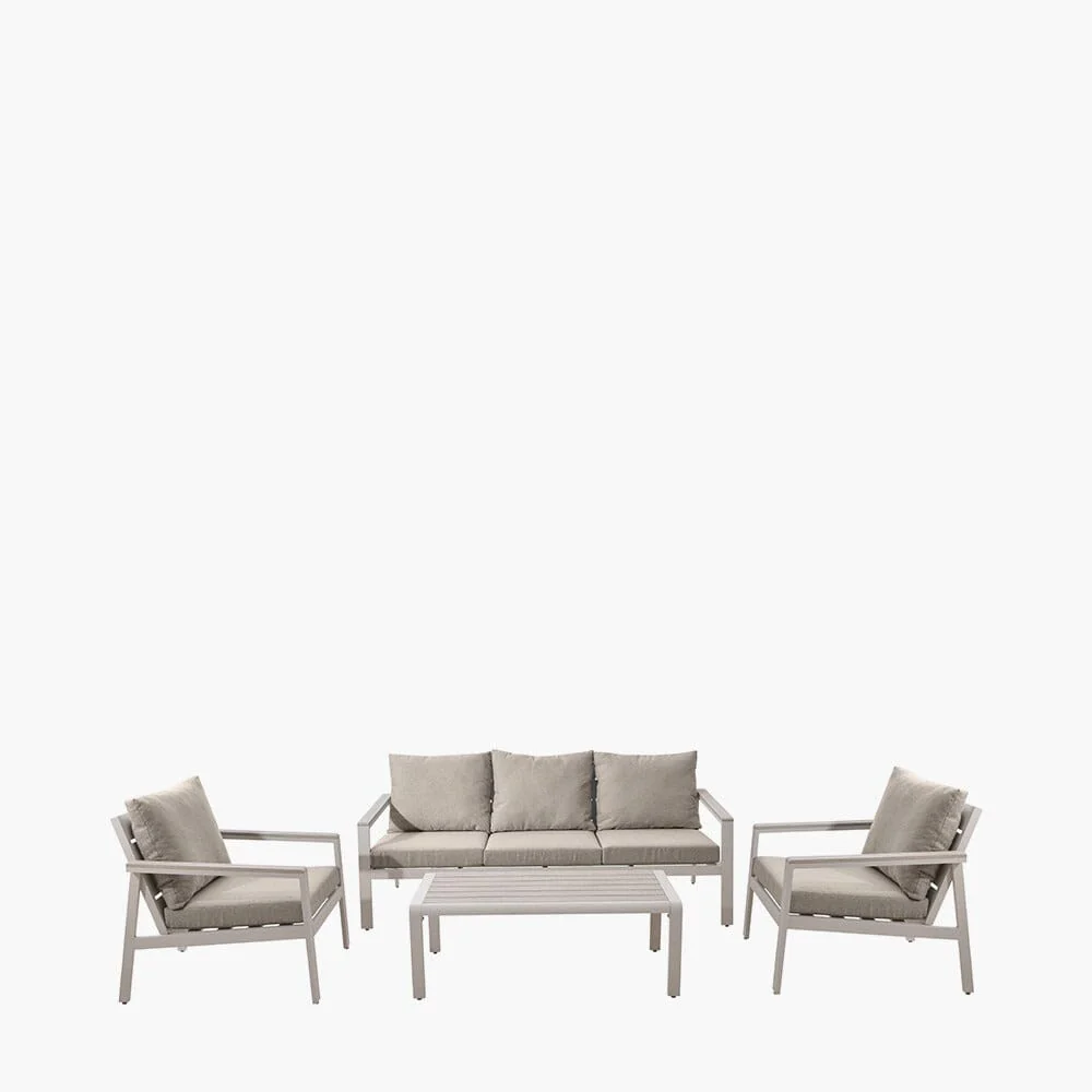 Hawaii Cream & Taupe 4 Piece Outdoor Lounge Set - Image 3