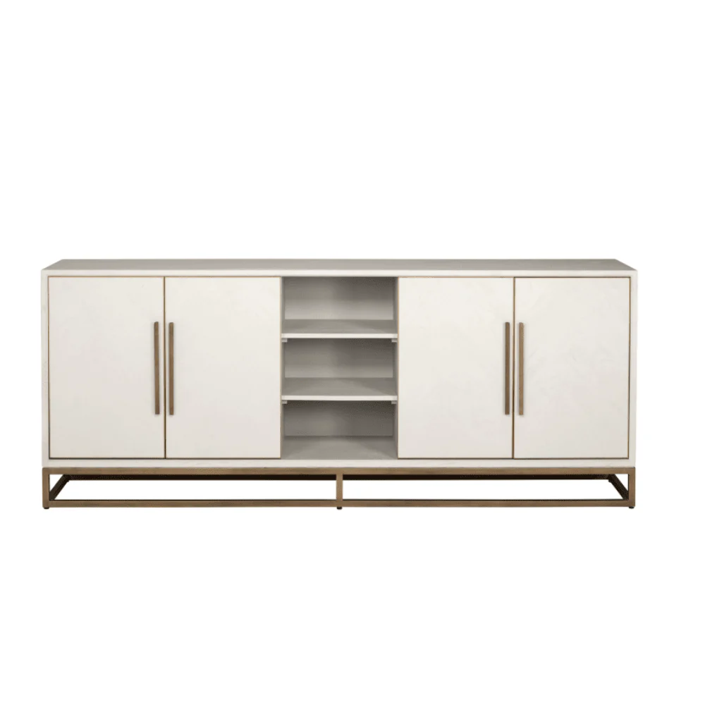 Helena Luxury Cream Oak Veneer 4 Door Sideboard with Brass Detailing - Image 2