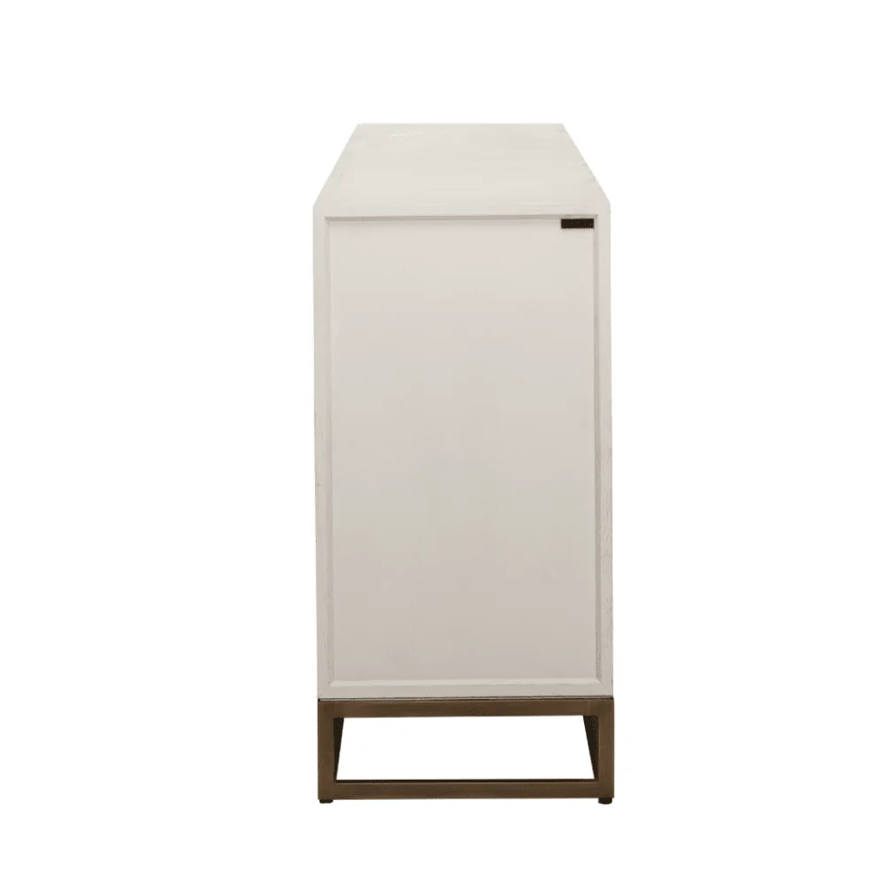 Helena Luxury Cream Oak Veneer 4 Door Sideboard with Brass Detailing - Image 4