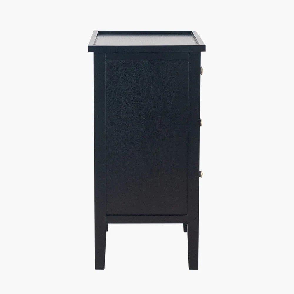 Henrik Black 3 Drawer Bedside Table with Gold Handles - Image 4