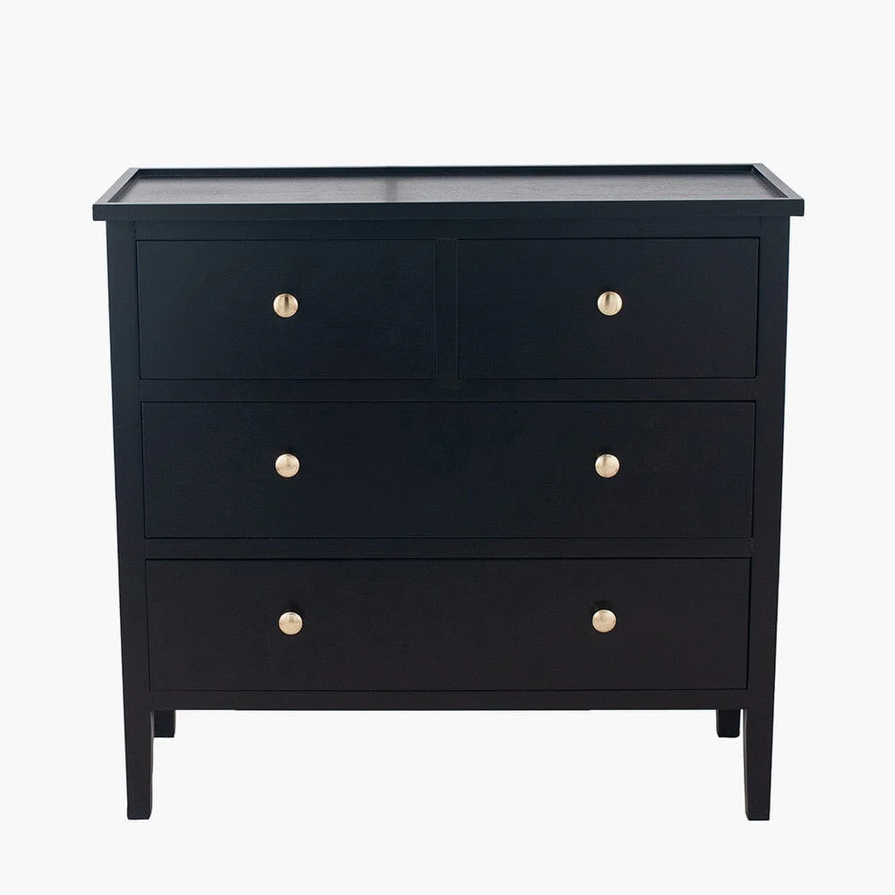 Henrik Black 4 Drawer Chest with Gold Handles - Image 2
