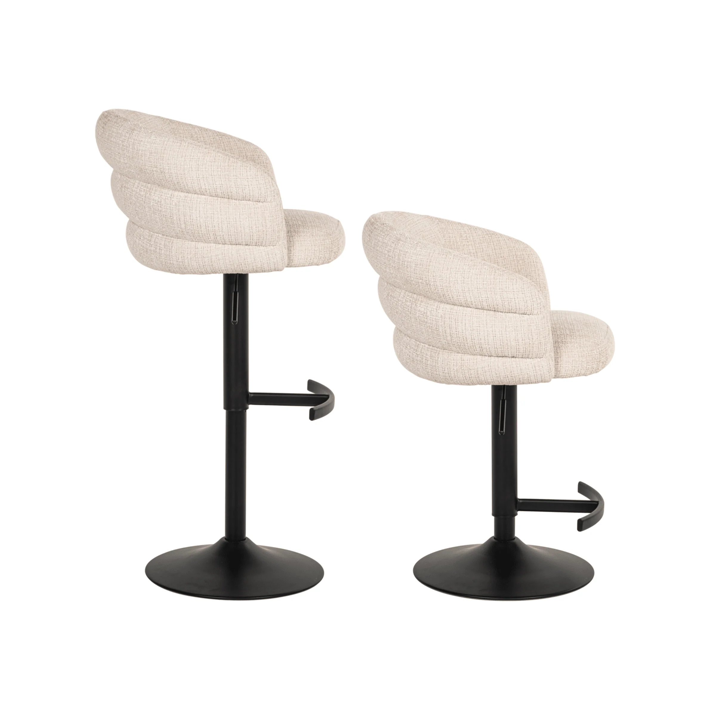 Hettie Cream Chenille Curved Back Bar Stool - Image 4