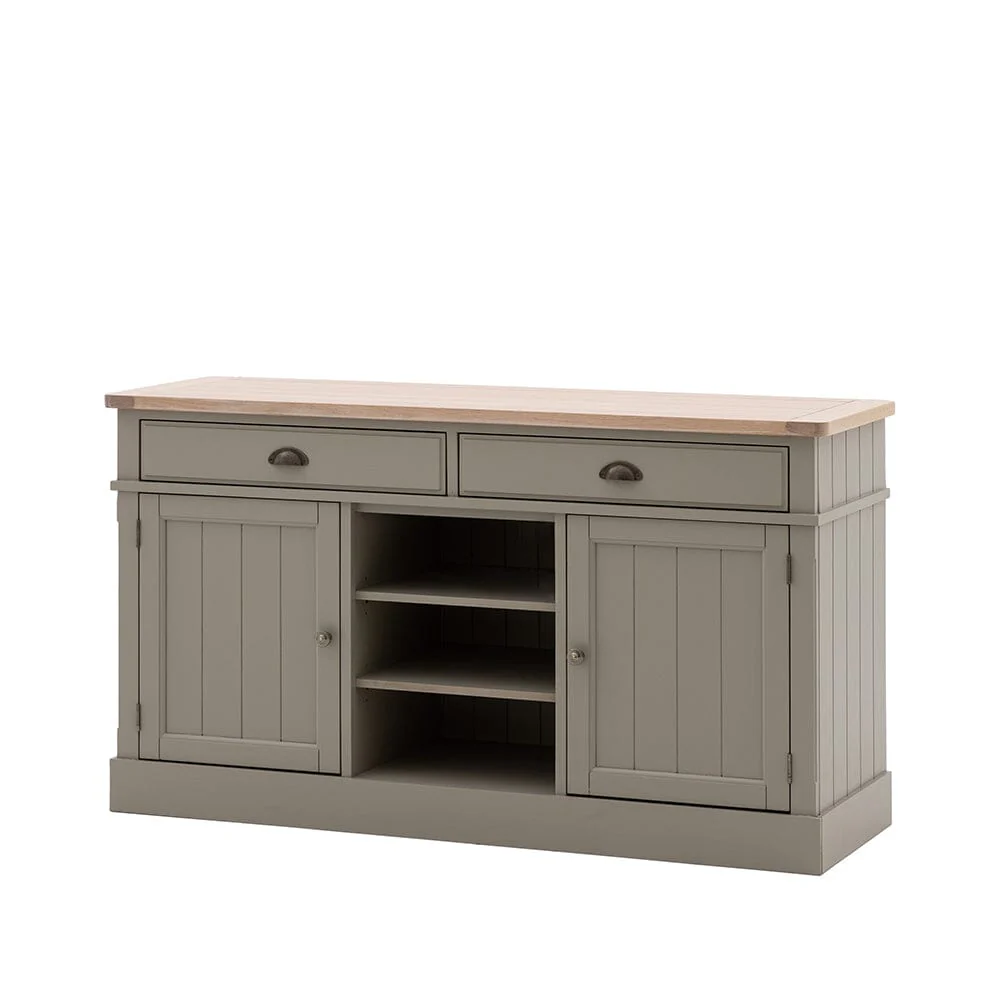 Highclere Sage Green Painted 2 Door 2 Drawer Sideboard with Oak Top - Image 4