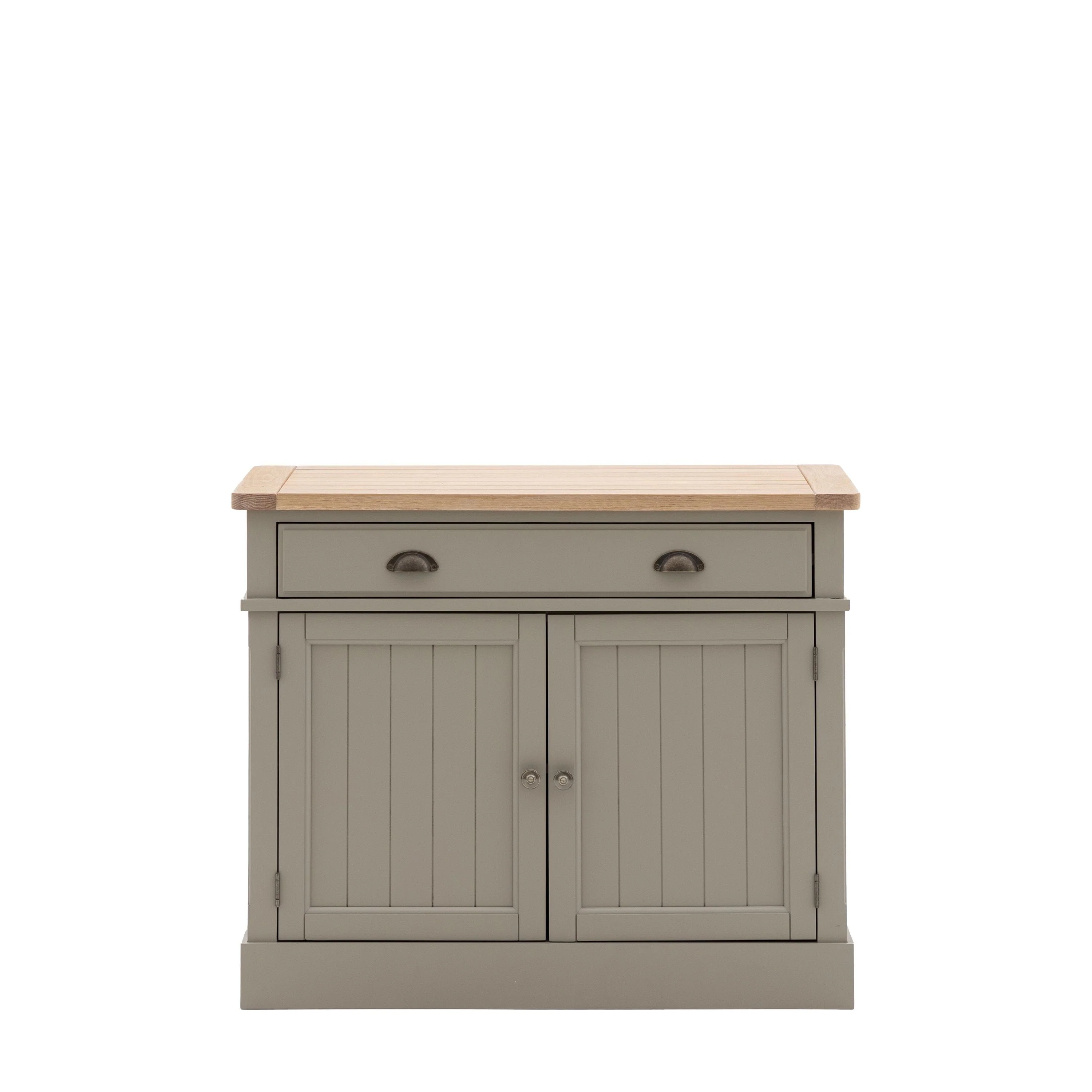 Highclere Sage Green Painted 2 Door Sideboard with Oak Top - Image 2
