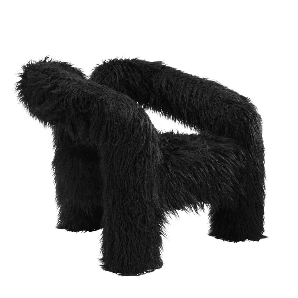 Himalaya Black Faux Fur Statement Curved Accent Chair - Image 2