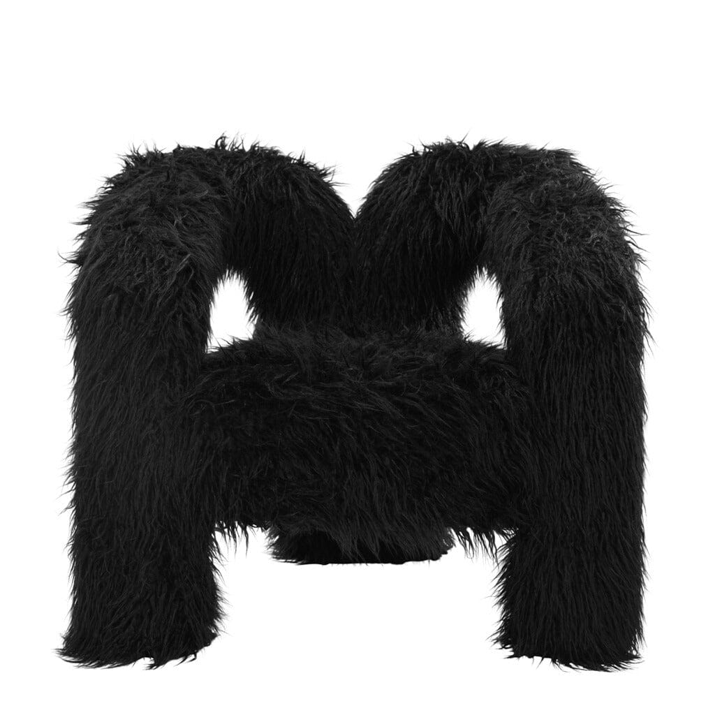 Himalaya Black Faux Fur Statement Curved Accent Chair - Image 3