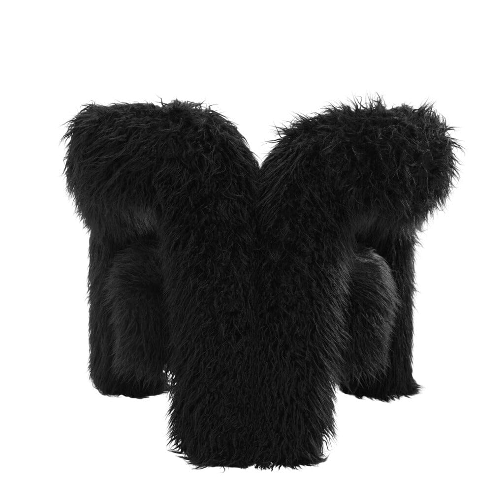 Himalaya Black Faux Fur Statement Curved Accent Chair - Image 4