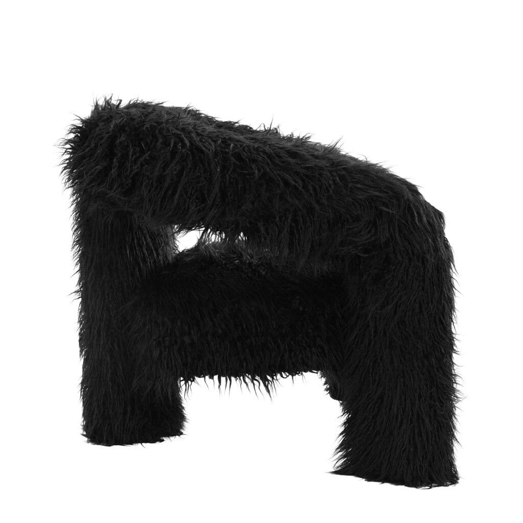 Himalaya Black Faux Fur Statement Curved Accent Chair - Image 5
