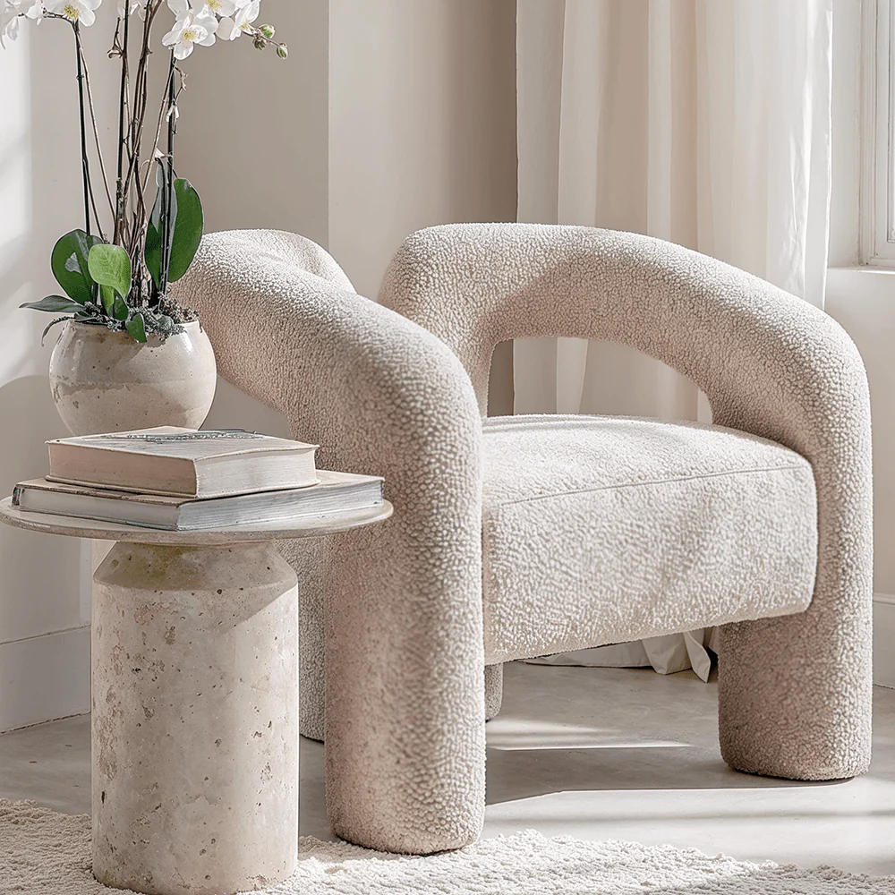 Houston Cream Curved Accent Chair