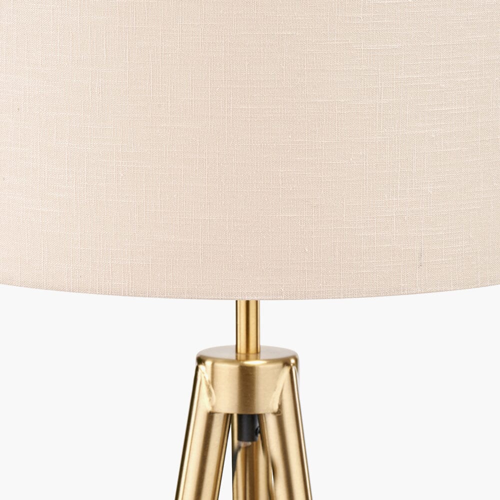 Houston Gold Metal & Brown Wood Tripod Floor Lamp - Image 3
