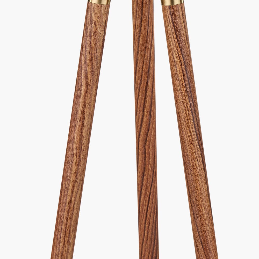 Houston Gold Metal & Brown Wood Tripod Floor Lamp - Image 4