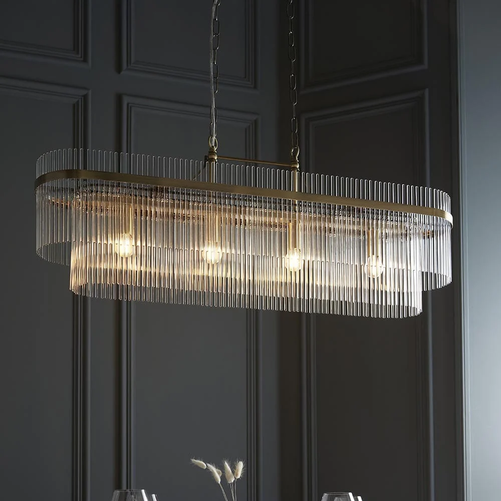 In Stock -Abella Light Gold 4 Light Linear Pendant Ceiling Light