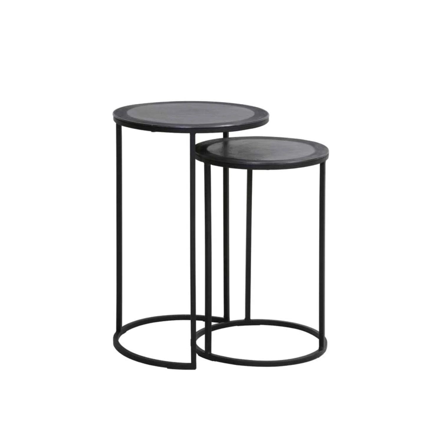 In Stock - Adele Black Tall Round Nested Metal Side Tables - Set of 2 - Image 2