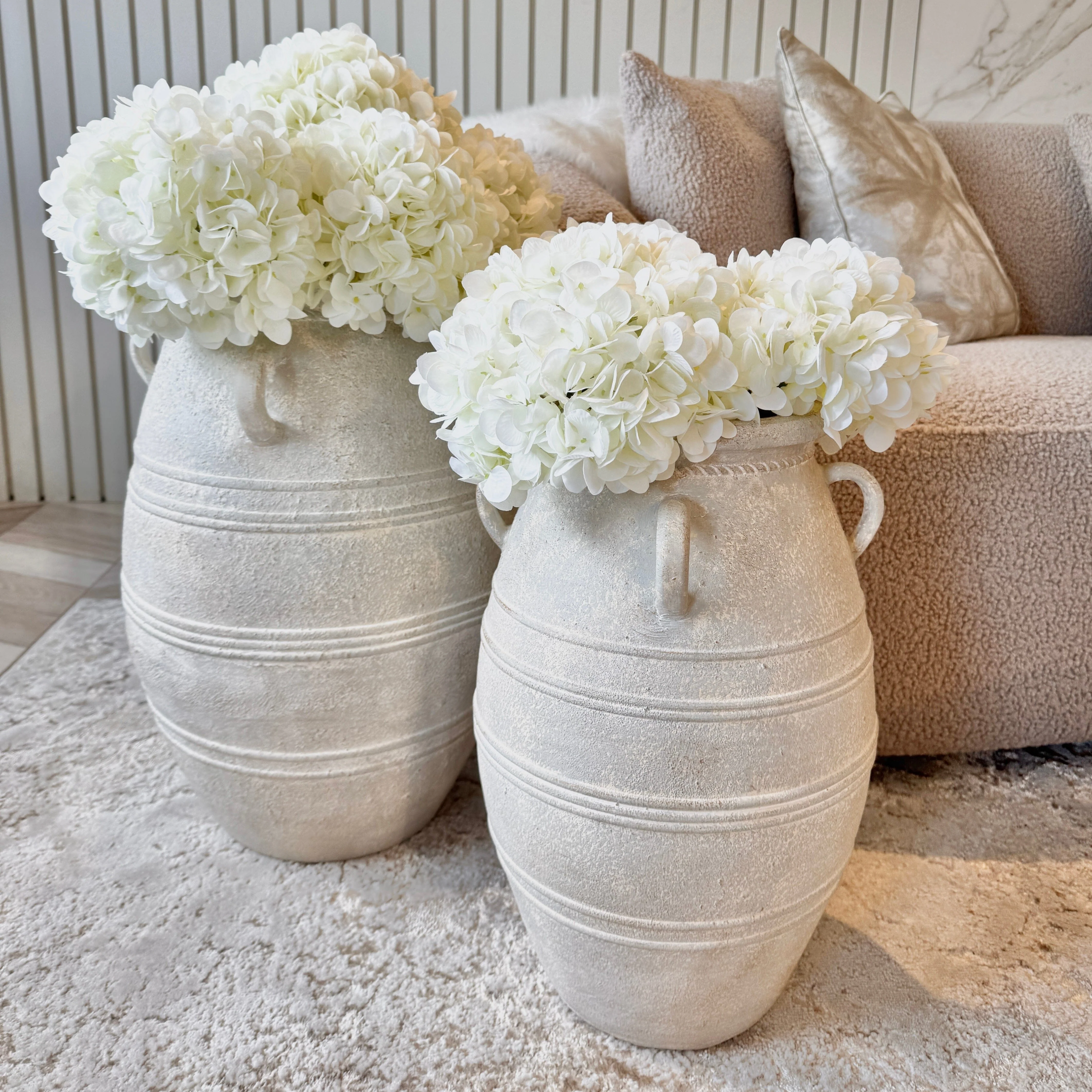 In Stock - Brianna Large Grey Wash Decorative Vase with Handles - Image 3