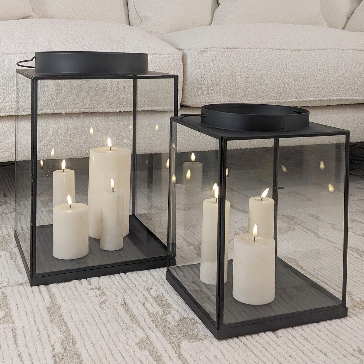 In Stock - Chai Large Black Metal & Glass Lantern - Image 2