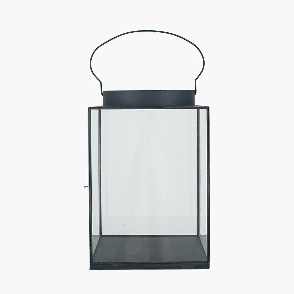 In Stock - Chai Large Black Metal & Glass Lantern - Image 3