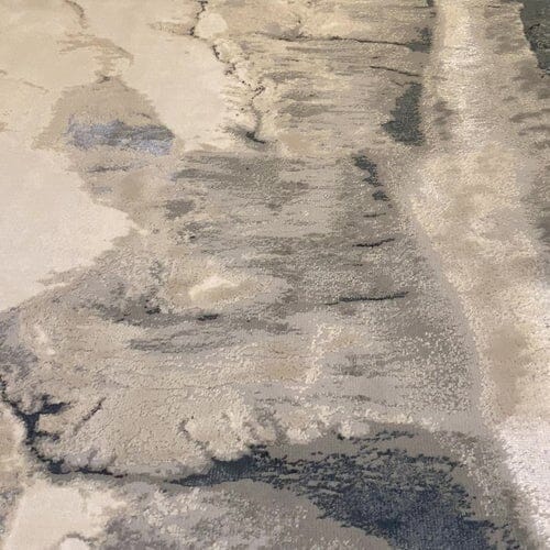 In Stock - Glacial Cream & Grey Marble Wash Velvet Rug - Image 3