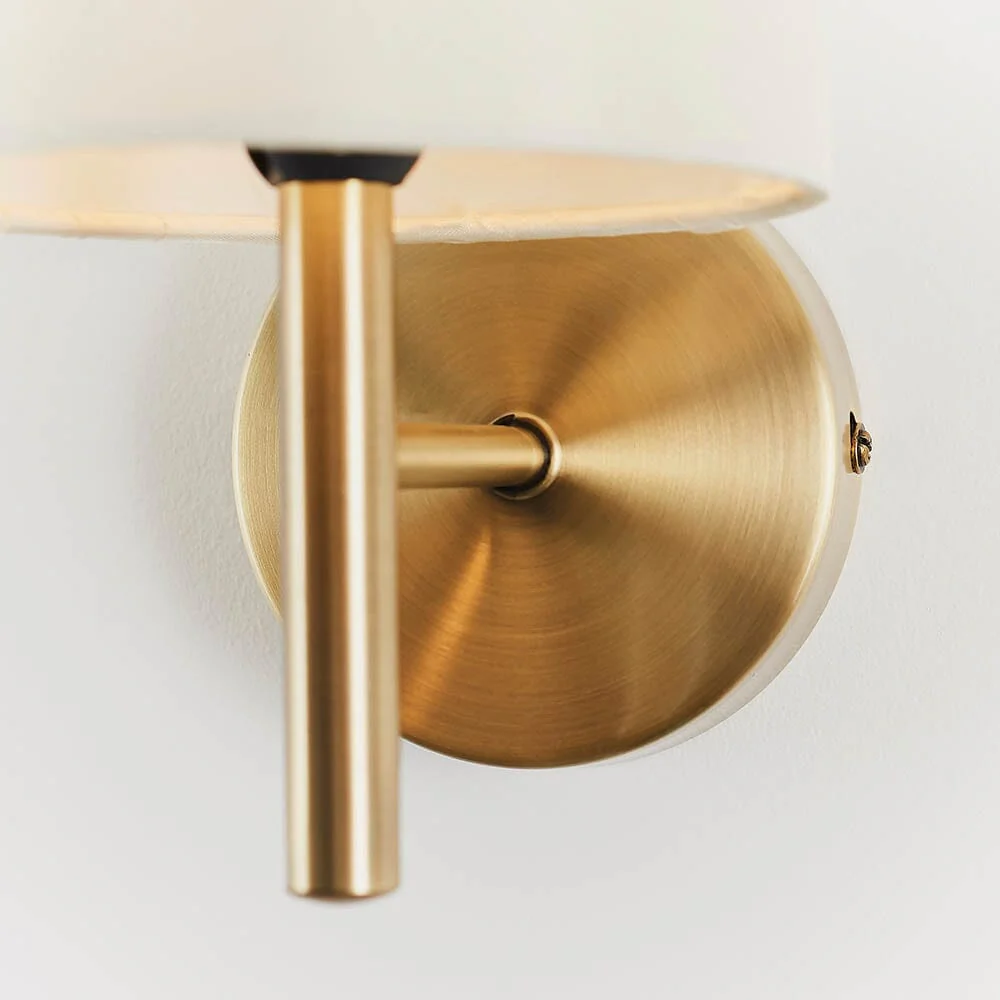 In Stock - Hadleigh Gold Wall Light with Cream Faux Silk Shade - Image 2