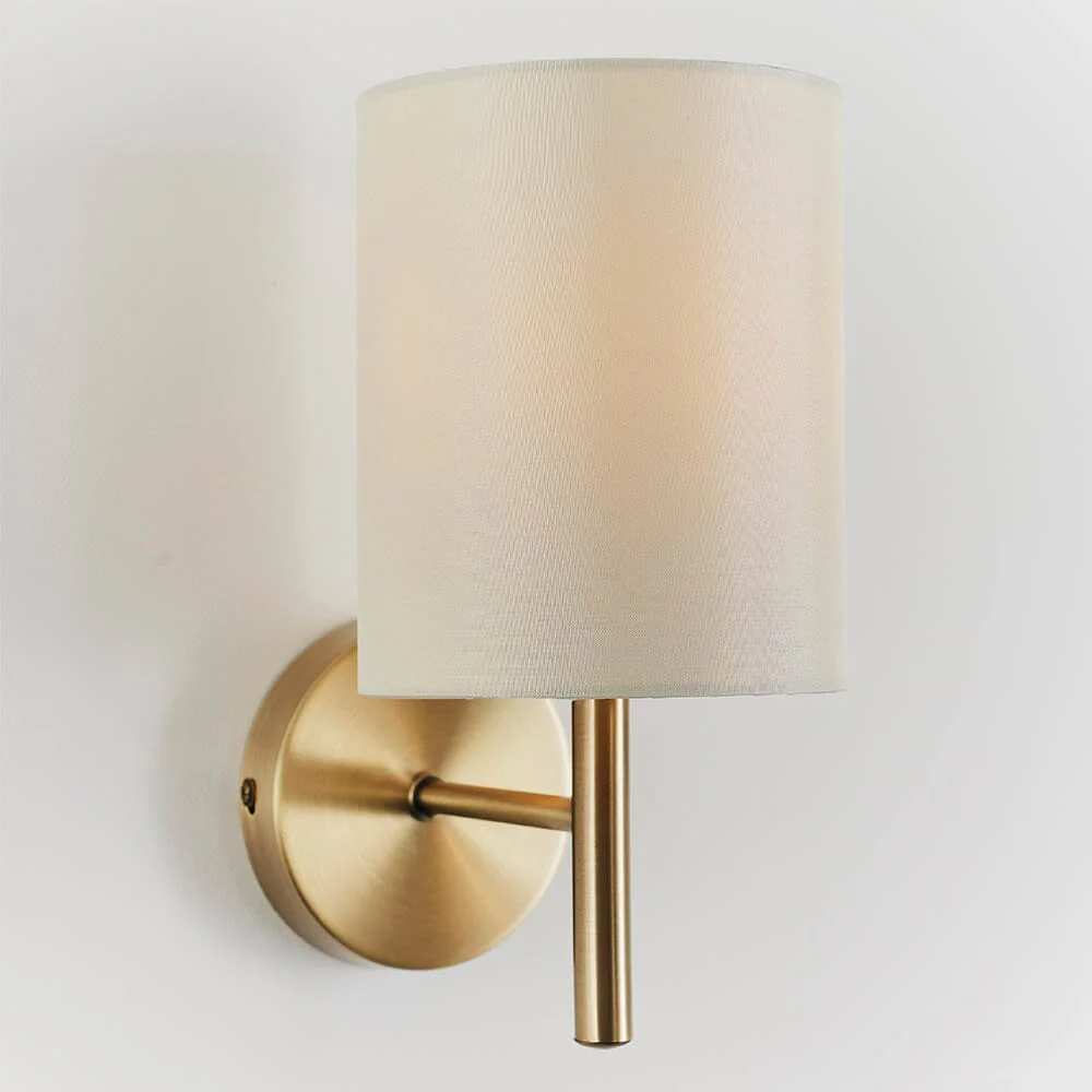In Stock - Hadleigh Gold Wall Light with Cream Faux Silk Shade - Image 3