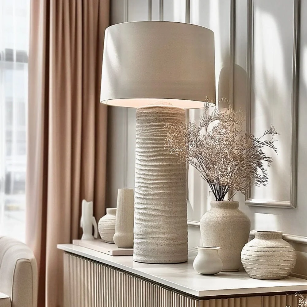 In Stock - Kanoa XL Textured Ceramic Neutral Table Lamp