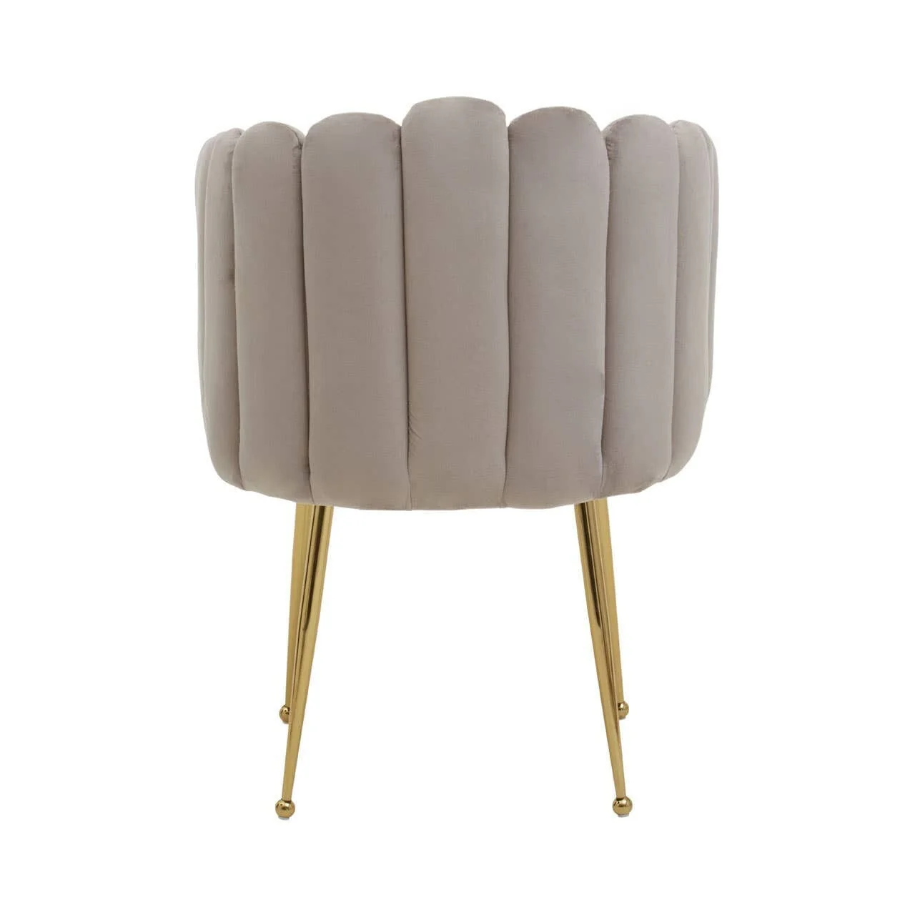 In Stock - Kelcie Beige Velvet Scalloped Dining Chair with Gold Legs - Image 5