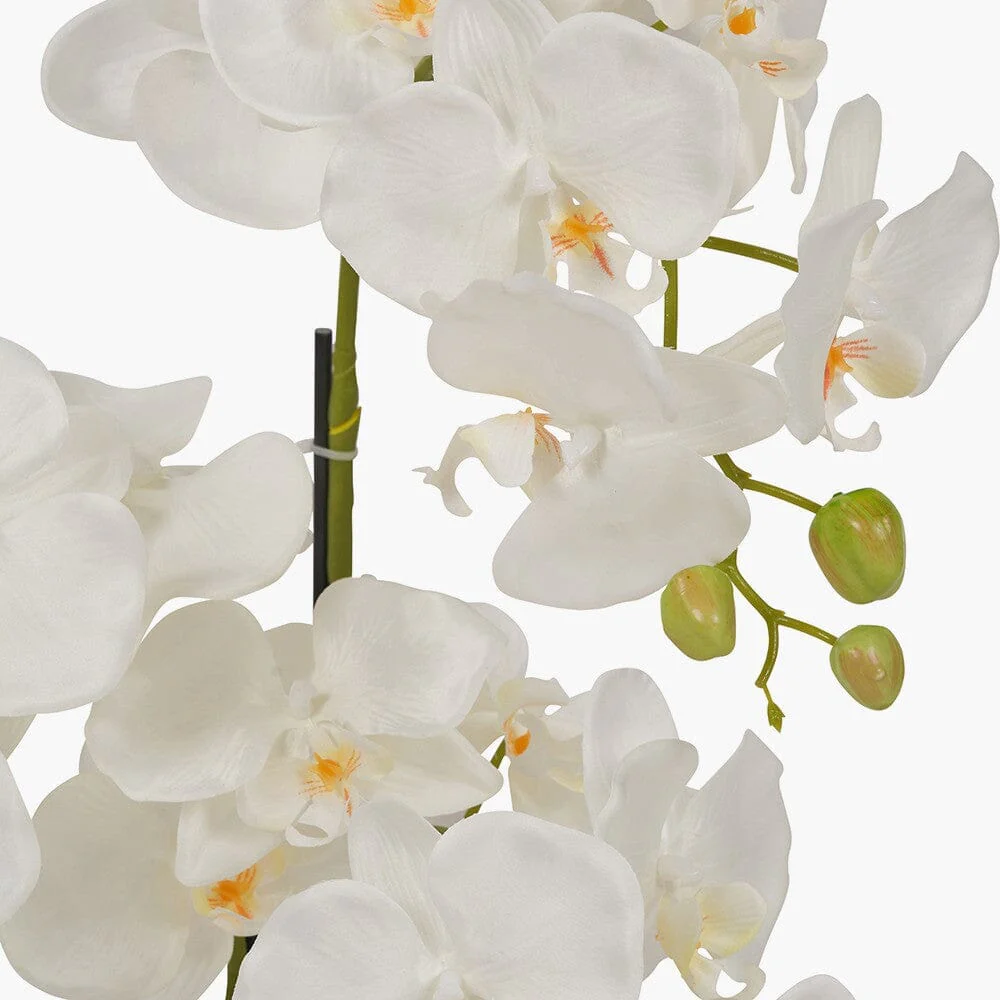 In Stock - Medium White Faux Potted Orchid Decorative Floral - Image 3