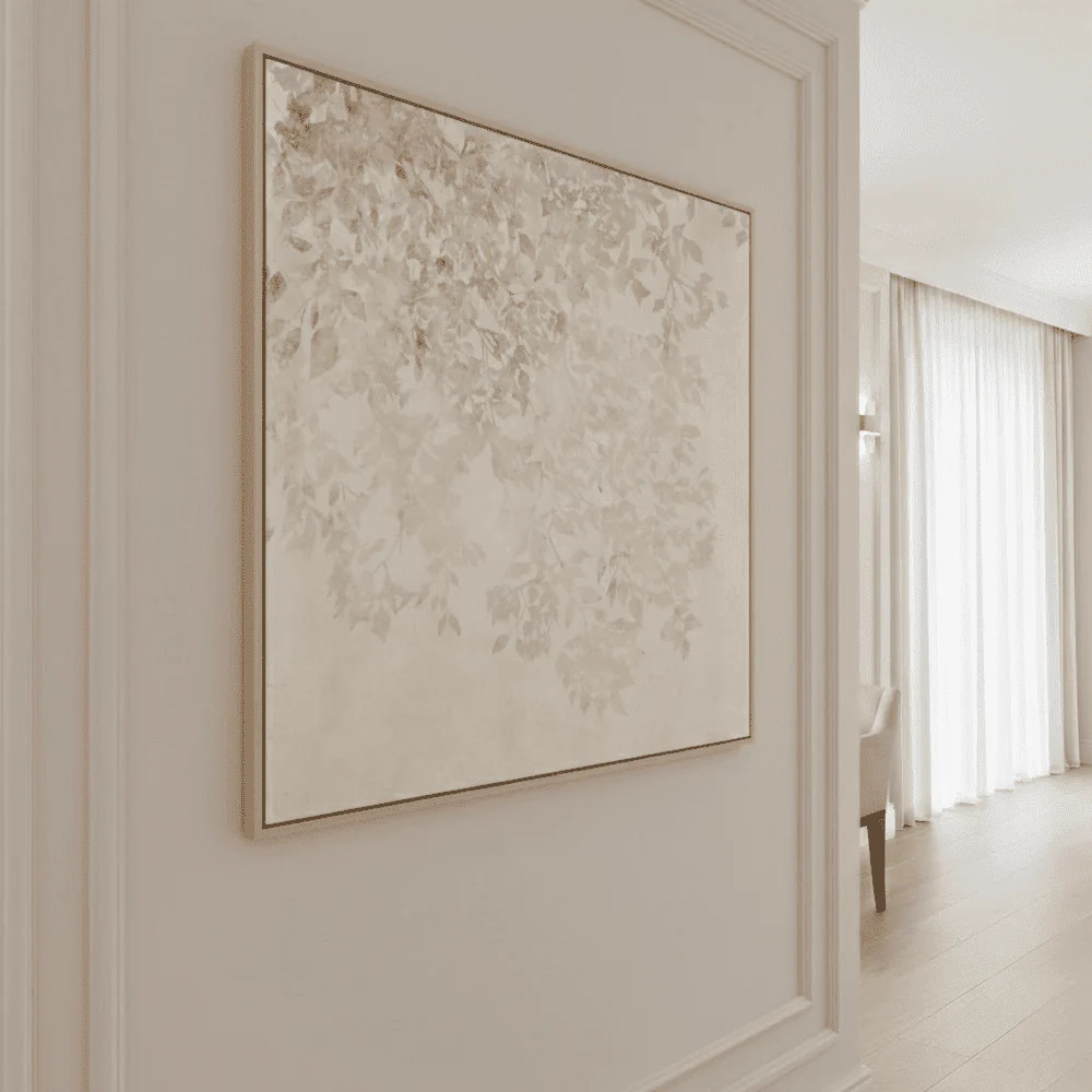 In Stock - Nadine White & Natural Floral Framed Canvas Wall Art