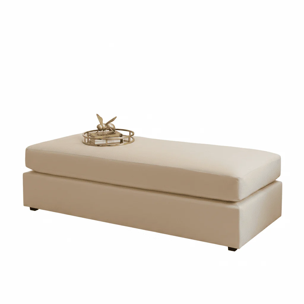 In Stock - Olivia Cream Premium Large Sofa Footstool - Without Studs - Image 3