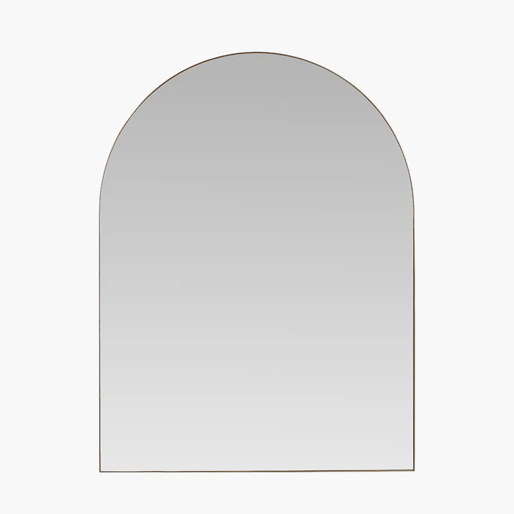 In Stock - Orleans Brushed Gold Metal Arched Wall Mirror - Image 2