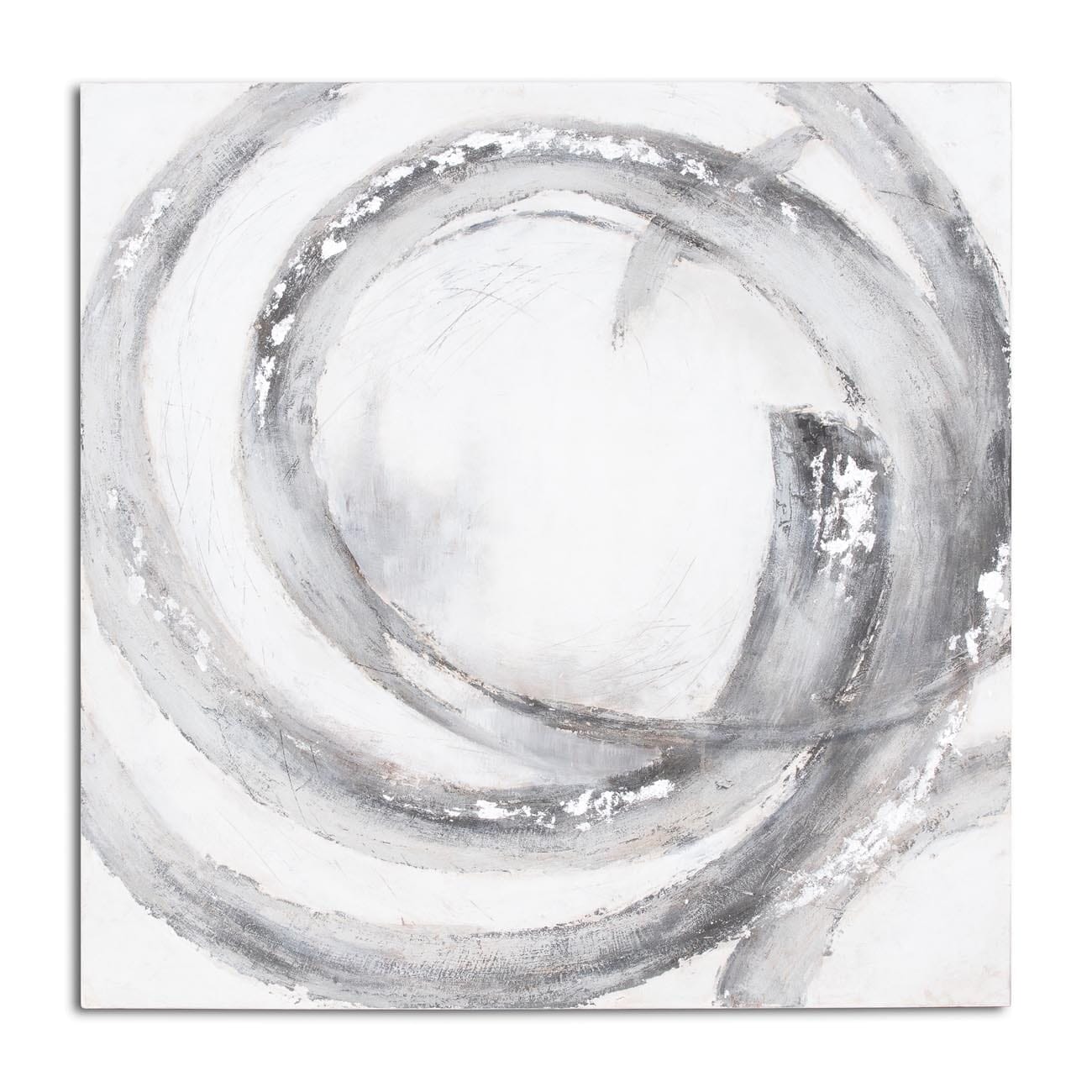 In Stock - Trixie Large Silver & Grey Abstract Painted Canvas Wall Art - Image 3