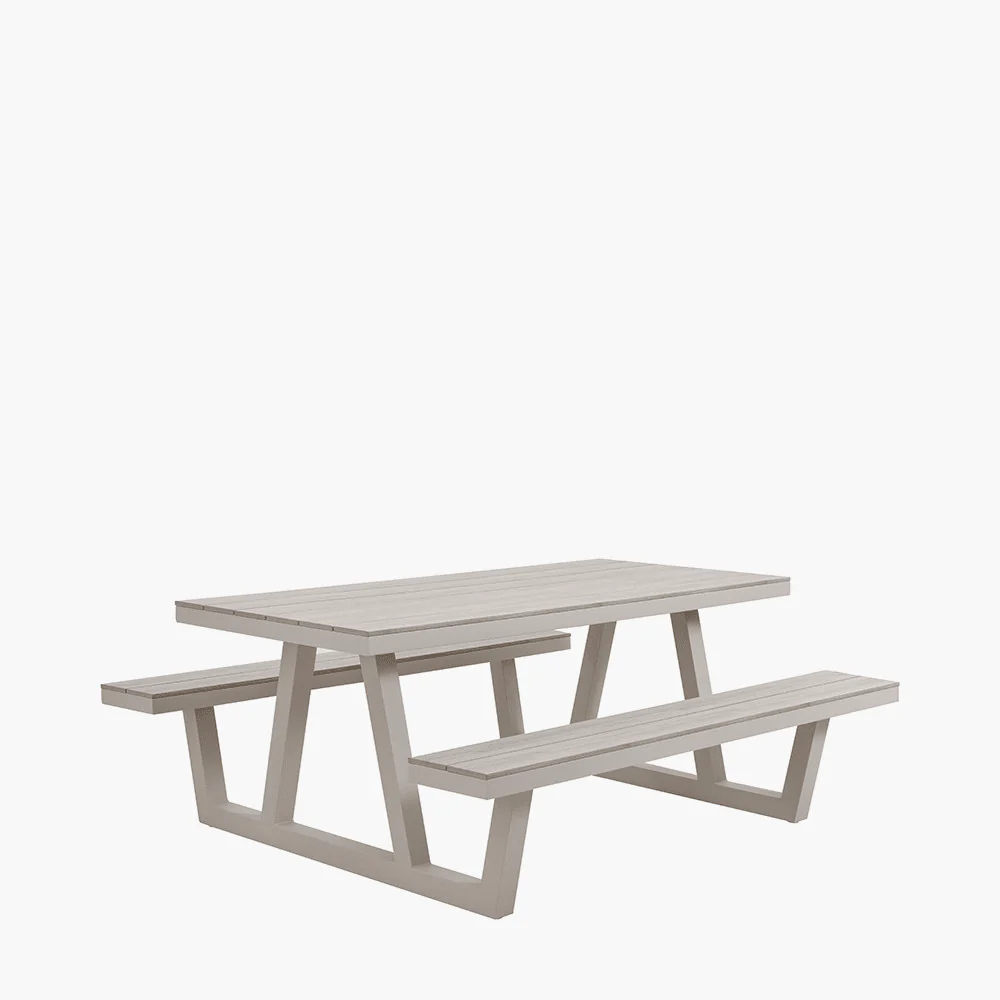 Irwell Lightwash Wood Outdoor Bench Set - Image 2