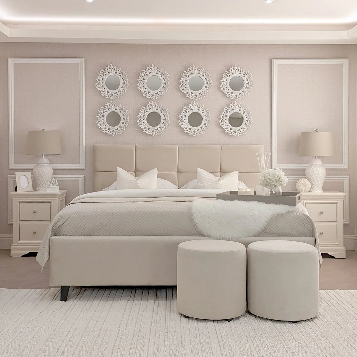 Isabella Luxury Vanilla Velvet Upholstered Bed - Image 4