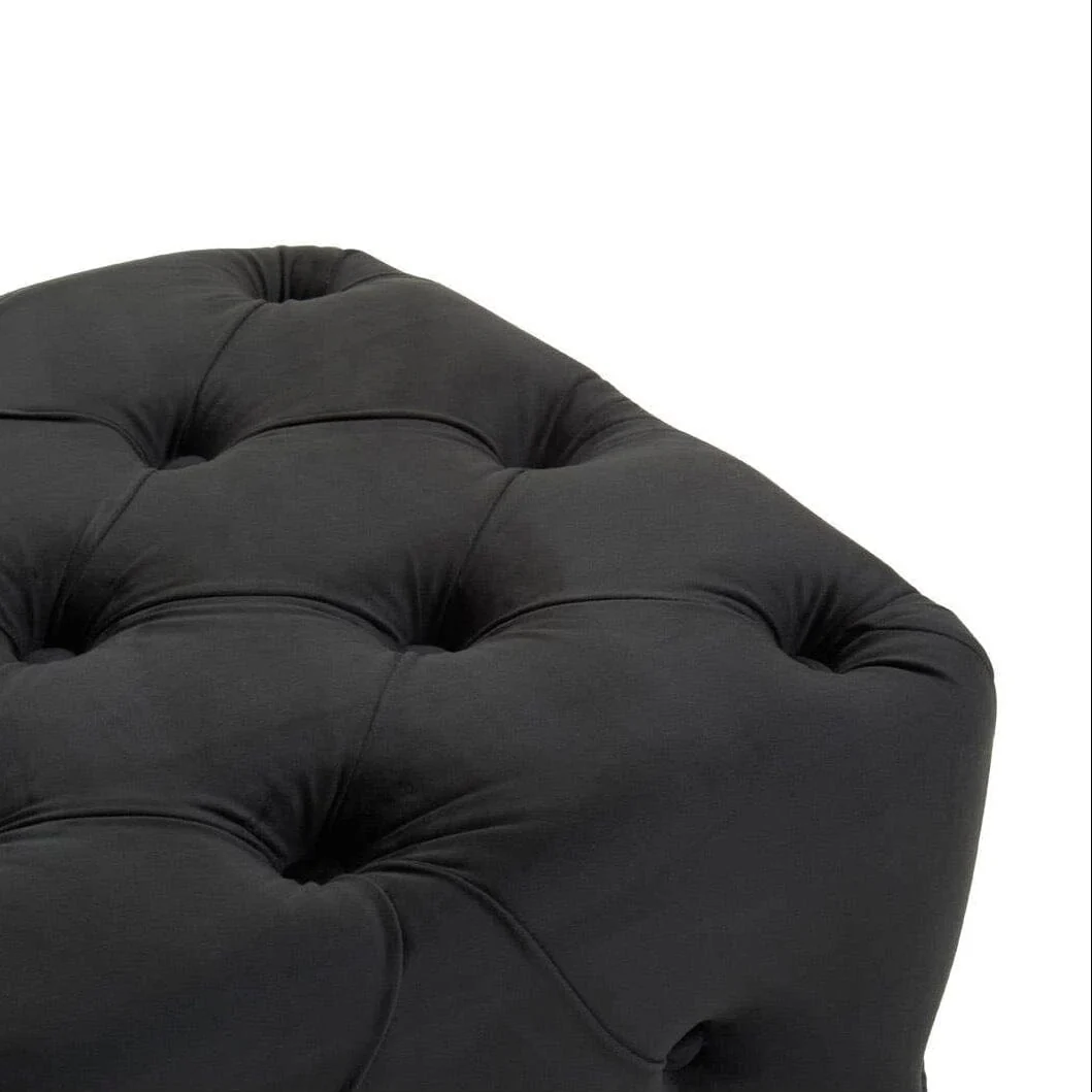 Ismerie Black Velvet Buttoned Bench - Image 5